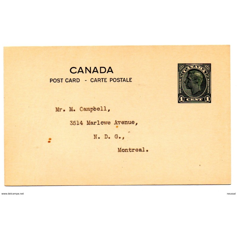 Entero postal de canada Entero postal de canada
