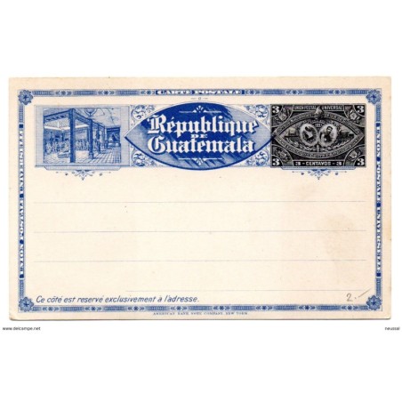 Entero postal de guatemala 3 centavos