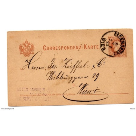 Entero postal  de austria con matasellos de alsergrund1883