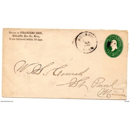 Sobre entero postal con matasellos de Moland 1885