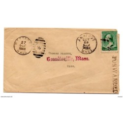 Carta de EEUU  con matasellos de amherst 1888