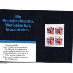 Tarjeta con sello en bloque de 4 suiza