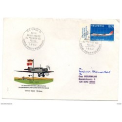 Carta de suiza con matasellos de 1972 genevezurichnuremberg