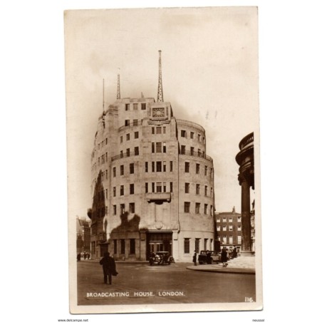 Tarjeta postal circulada de 1933 broadcasting house london