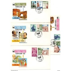 4 cartas  con matasello commemorativo espamer 80 junto con sello plan sur de valencia