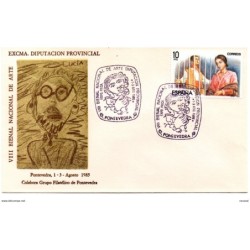Carta con matasellos commemorativo bienal nacional de arte 1985  pontevedra