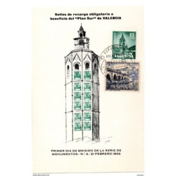 Tarjeta  con matasellos commemorativo de exposicion filatelica de valencia con sello  plan sur de valencia