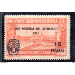 Sello con sobrecarga año mundial del refugiado de 1960