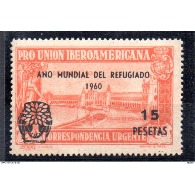 Sello con sobrecarga año mundial del refugiado de 1960 Sello con sobrecarga año mundial del refugiado de 1960
