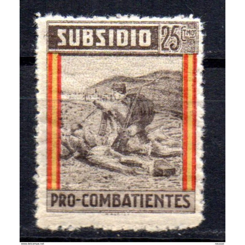 Viñeta subsidio pro combatientes 25cts malaga Viñeta subsidio pro combatientes 25cts malaga