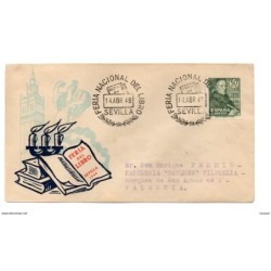 Carta con matasellos commemorativo Feria nacional del libro de Sevilla  1948 circulada