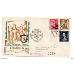 Carta con matasellos commemorativo exposicion filatelica granollers  1954 circulada