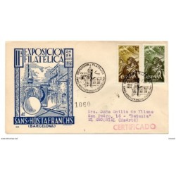 Carta con matasellos commemorativo exposicion filatelica sans hosta franchs  1956 circulada
