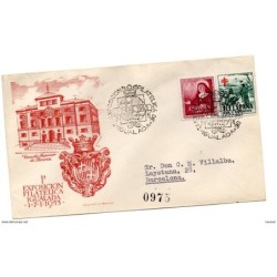 Carta con matasellos commemorativo exposicion filatelica igualada  1953 circulada