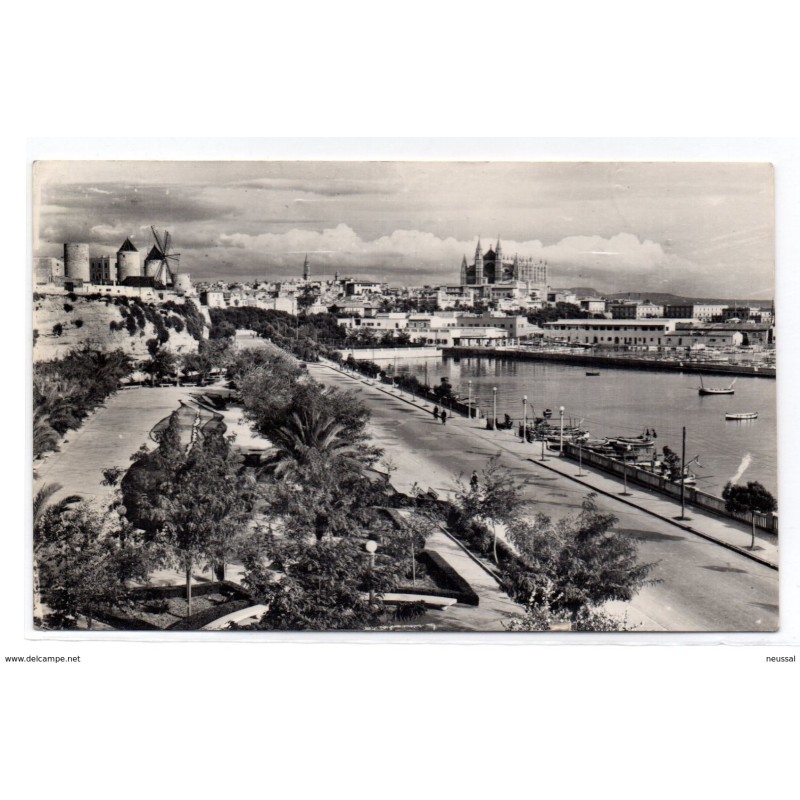 Tarjeta postal circulada de 1958 palma de mallorca paseo maritimo