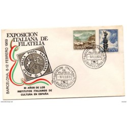 Carta con matasello commemorativo exposicion filatelica italiana barcelona