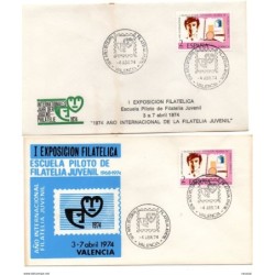 2 cartas  con matasellos commemorativo año internacional de valencia 1974
