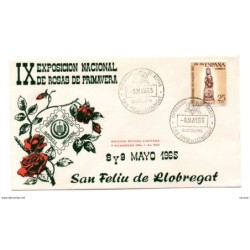 Carta  con matasello commemorativo  exposicion internacional de rosas en sant feliu de llobregat