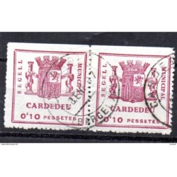 Pareja de viñetas  Cardedeu segell municipal matasellos cardedeu