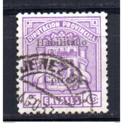 Viñeta n 75  con sobrecarga habilitado para correos en marron   Cadiz