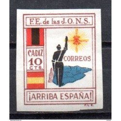 Viñeta  n 104 sin dentar  FE de las Jons Cadiz