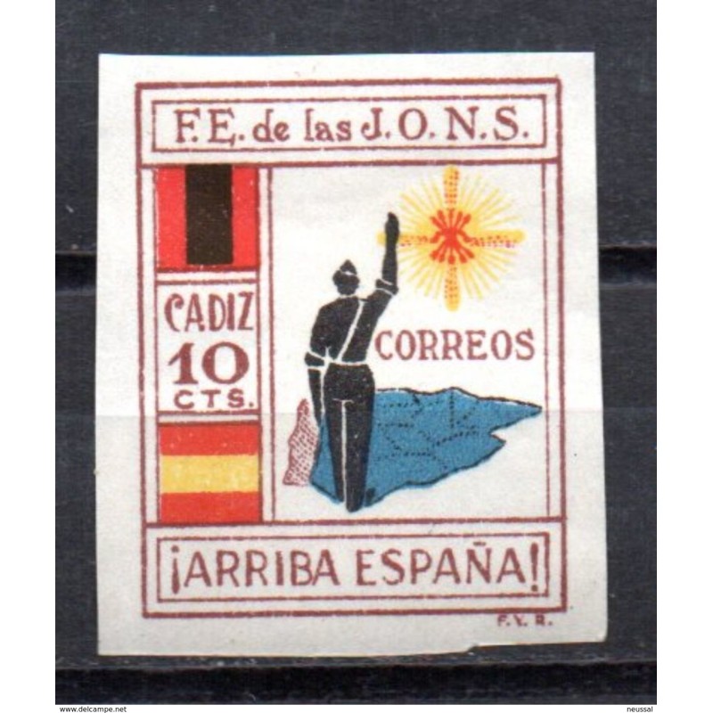 Viñeta n 104 sin dentar FE de las Jons Cadiz Viñeta n 104 sin dentar FE de las Jons Cadiz