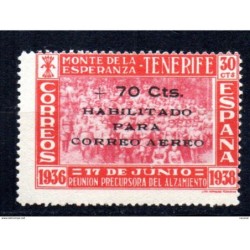 Viñeta n 36 sin dentar con sobrecarga 70cts  habilitado para correo aereo   Tenerife