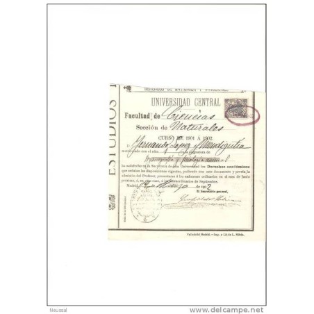 Papel de 1902  universidad central  asignatura fisiologia animal