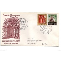 Carta con matasellos commemorativo  centenario de la catedral Jaca 1963 circulado