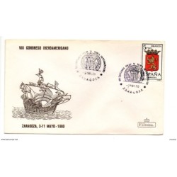 Carta con matasellos commemorativo  congreso iberoamericano de 1980 zaragoza