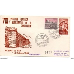 Carta con matasellos commemorativo  exposicion filatelica molins de rey circulada