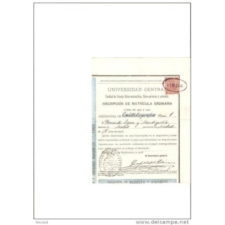Papel de 1901  universidad central  asignatura eritografia