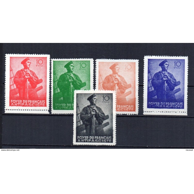 Serie de 5 viñetas n 2204932  Foyer franais  Militar