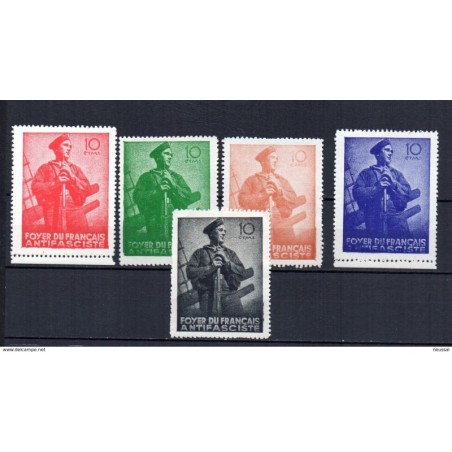 Serie de 5 viñetas n 2204932  Foyer franais  Militar