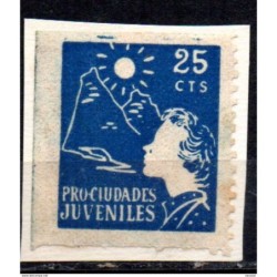 Viñeta  politica  n 2506 1124  pro ciudades juveniles  25cts azul