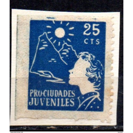Viñeta  politica  n 2506 1124  pro ciudades juveniles  25cts azul