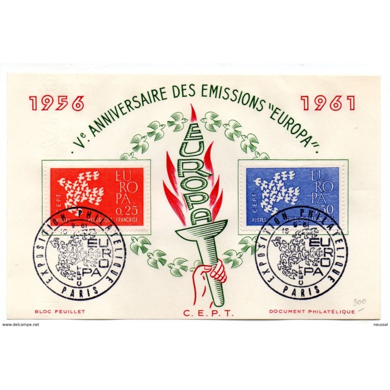 Tarjeta Exposicion filatelica Europa de 1961 Tarjeta Exposicion filatelica Europa de 1961