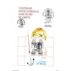 Tarjeta   2 sobres  con matasellos commemorativo  festes patronals de loreto