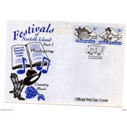 Carta con serie de musica norkfolk island de 2000