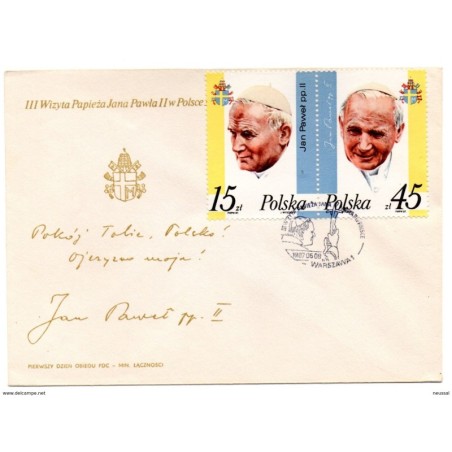 Carta de Polonia tematica papal 1987