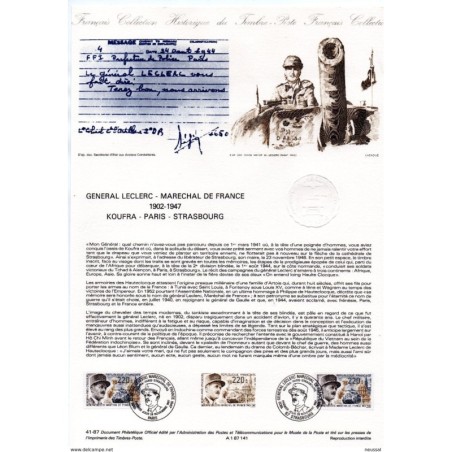 Tarjeta tamaño folio  general leclerc de 1967