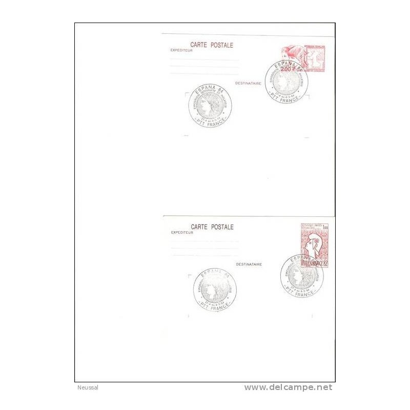 2 tarjeta postal con cuño 1984 2 tarjeta postal con cuño 1984