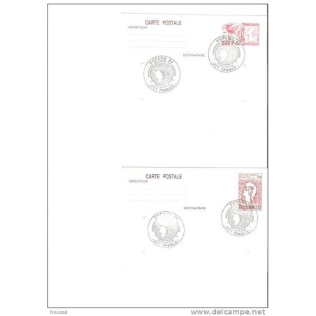 2 tarjeta postal  con cuño 1984