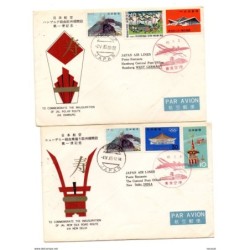 2 cartas de japon circuladas vuelos inagurales