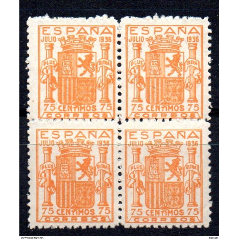 Bloque de 4 fantasia de escudo de España Bloque de 4 fantasia de escudo de España