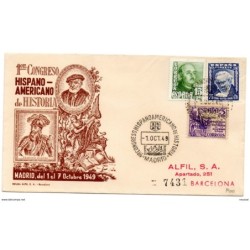 Carta con matasellos commemorativo congreso hispanoamericano de historia 1949 circulada