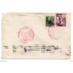 Carta con matasellos rojo montiel  y sello 936 y 1011