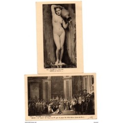 Pareja de tarjetas del museo de louvre con sellos