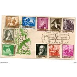 Carta con matasellos commemorativo feria de muestras del 1958 con serie de goya