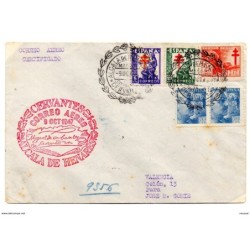 Carta con matasellos  especial en  rojo  y negro Cervantes Alcala de henares 1947